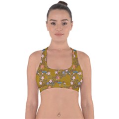 Textile Flowers Pattern Cross Back Hipster Bikini Top  by HermanTelo