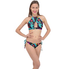 Rectangles In Retro Colors                                  Cross Front Halter Bikini Set by LalyLauraFLM
