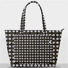 White Flower Pattern On Yellow Black Back Pocket Shoulder Bag  by BrightVibesDesign