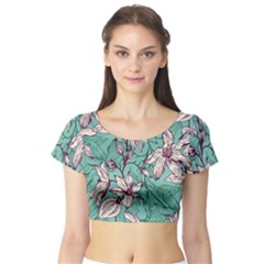Vintage Floral Pattern Short Sleeve Crop Top by Sobalvarro