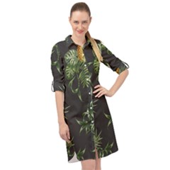 Pineapples Pattern Long Sleeve Mini Shirt Dress by Sobalvarro