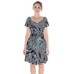 Gears Machine Machines Short Sleeve Bardot Dress by Bajindul