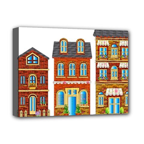 City Buildings Brick Architecture Deluxe Canvas 16  X 12  (stretched)  by Simbadda