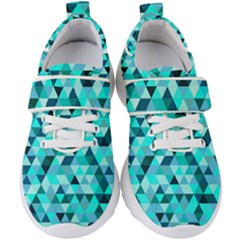 Teal Triangles Pattern Kids  Velcro Strap Shoes by LoolyElzayat