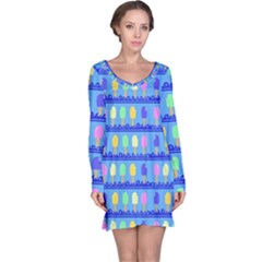 Ice Cream Bar Pattern Long Sleeve Nightdress by bloomingvinedesign