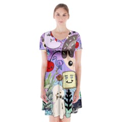 The Real World Short Sleeve V-neck Flare Dress by snowwhitegirl