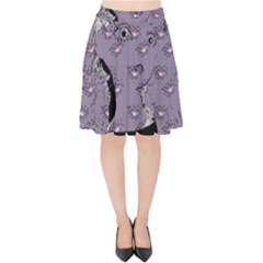 Wide Eyed Girl Grey Lilac Velvet High Waist Skirt by snowwhitegirl