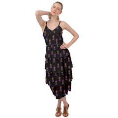 Nerdy 60s  Girl Pattern Black Layered Bottom Dress by snowwhitegirl
