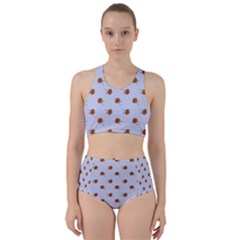 Peach Rose Blue Racer Back Bikini Set by snowwhitegirl