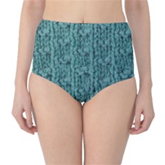 Knitted Wool Blue Classic High-waist Bikini Bottoms by snowwhitegirl