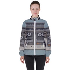 Radio Cassette Speaker Sound Audio Women s High Neck Windbreaker by Simbadda