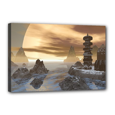 Planet Moon Rocks City Fiction Canvas 18  X 12  (stretched) by Simbadda