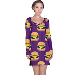 Burger Pattern Long Sleeve Nightdress by bloomingvinedesign