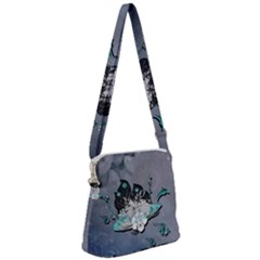 Sport, Surfboard With Flowers And Fish Zipper Messenger Bag by FantasyWorld7