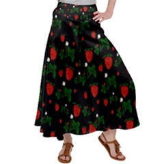 Strawberries Pattern Satin Palazzo Pants by bloomingvinedesign