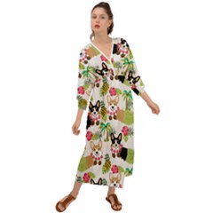 Corgis Pattern Grecian Style  Maxi Dress by Sudhe