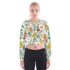 Surface Pattern  Vintage Christmas Ornaments Cropped Sweatshirt by Sudhe