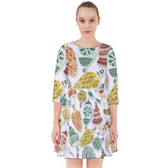 Surface Pattern  Vintage Christmas Ornaments Smock Dress by Sudhe