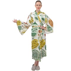 Surface Pattern  Vintage Christmas Ornaments Maxi Velour Kimono by Sudhe