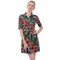 Figs And Monstera  Belted Shirt Dress by VeataAtticus