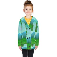 Landscape Illustration Nature Tree Kids  Double Breasted Button Coat by Simbadda