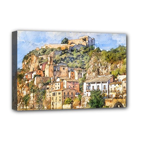Architecture Town Travel Water Deluxe Canvas 18  X 12  (stretched) by Simbadda