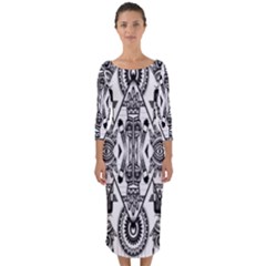 Bw 4 1 Quarter Sleeve Midi Bodycon Dress by ArtworkByPatrick