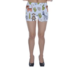 Cute Safari Animals Seamless Pattern Skinny Shorts by Vaneshart