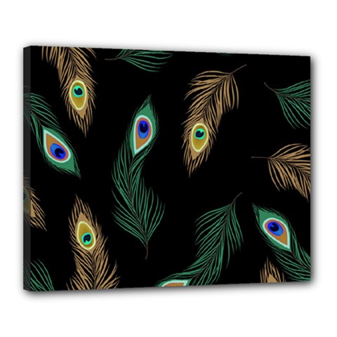 Seamless Pattern With Peacock Feather Canvas 20  X 16  (stretched) by Vaneshart