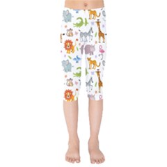 Children Seamless Wallpaper With Cute Funny Baby Savanna Animals Kids  Capri Leggings  by Vaneshart