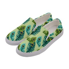 Peacock Feather Pattern Women s Canvas Slip Ons by Vaneshart