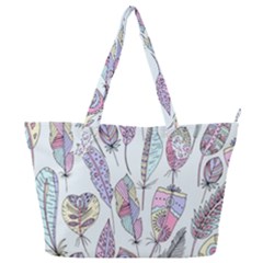 Vector Illustration Seamless Multicolored Pattern Feathers Birds Full Print Shoulder Bag by Vaneshart