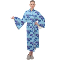 Blue Dragonfly  Maxi Velour Kimono by VeataAtticus
