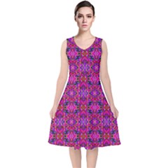 New Arrivals-b-7 V-neck Midi Sleeveless Dress  by ArtworkByPatrick