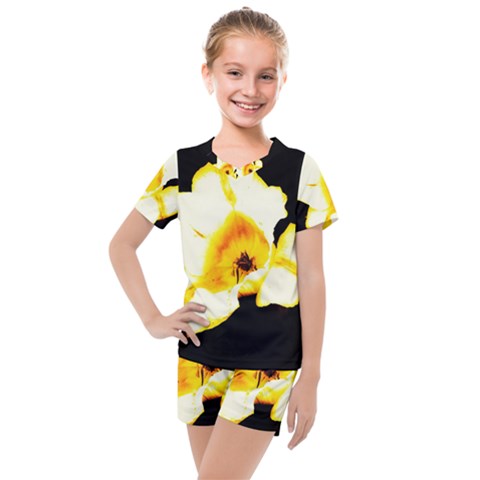 Yellow And Orange Tulip Kids  Mesh Tee And Shorts Set by okhismakingart