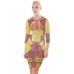 Cream Sweet Icecream Quarter Sleeve Hood Bodycon Dress by Bajindul