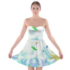 Scrapbooking Tropical Pattern Strapless Bra Top Dress by HermanTelo