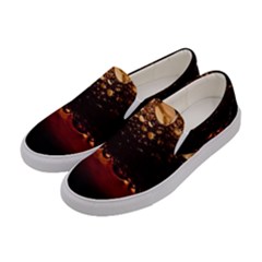 Water Drops Bubbles Macro Close Up Brown Women s Canvas Slip Ons by Vaneshart