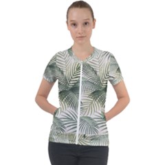 Vector Palm Leaves Pattern  Illustration Short Sleeve Zip Up Jacket by Vaneshart