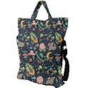 Texture Patterns Aliens Rockets Space Fold Over Handle Tote Bag View2