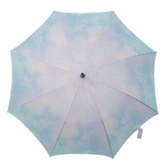 Pink Blue Blurry Pastel Watercolour Ombre Hook Handle Umbrellas (medium) by Lullaby