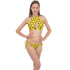 Backgrounds Texture Pattern Texture Cross Front Halter Bikini Set by Simbadda