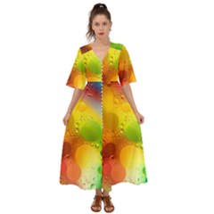 Abstract Sunlight Flower Reflection Color Macro Floating Yellow Circle Macro Photography Spheres Oil Kimono Sleeve Boho Dress by Vaneshart