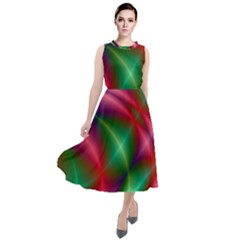 Background Fractal Shining Elegant Round Neck Boho Dress by Wegoenart