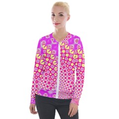 Digital Arts Fractals Futuristic Pink Velour Zip Up Jacket by Wegoenart