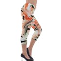 Marble Texture White Pattern Lightweight Velour Capri Leggings  View4