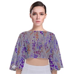Gray Purple Orangeyellow Lavender Grapes Abstract     Tie Back Butterfly Sleeve Chiffon Top by 1dsign