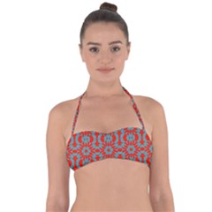 Seamless Geometric Pattern In A Red Halter Bandeau Bikini Top by Vaneshart