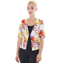 Watercolor Painting Autumn Illustration Autumn Tree Cropped Button Cardigan by Vaneshart