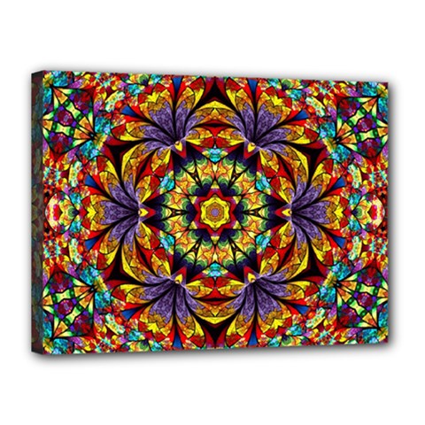 Geometric Pattern Kaleidoscope Art Mirror Image Mosaic Canvas 16  X 12  (stretched) by Vaneshart
